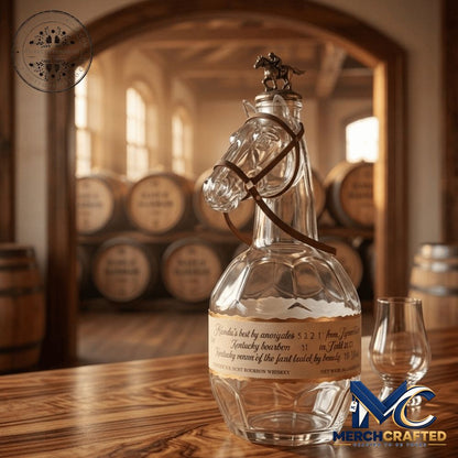 Kentucky Derby Horse Head Bourbon Whiskey Bottle - Merch Crafted