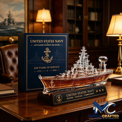 Navy Battleship Whiskey Bottle - Merch Crafted