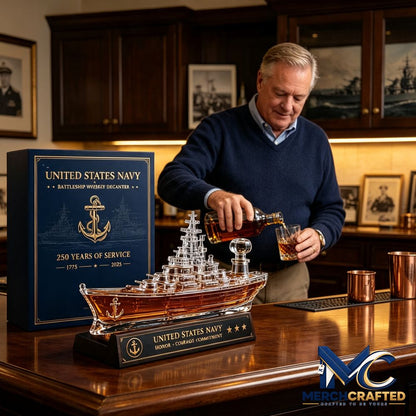 Navy Battleship Whiskey Bottle - Merch Crafted