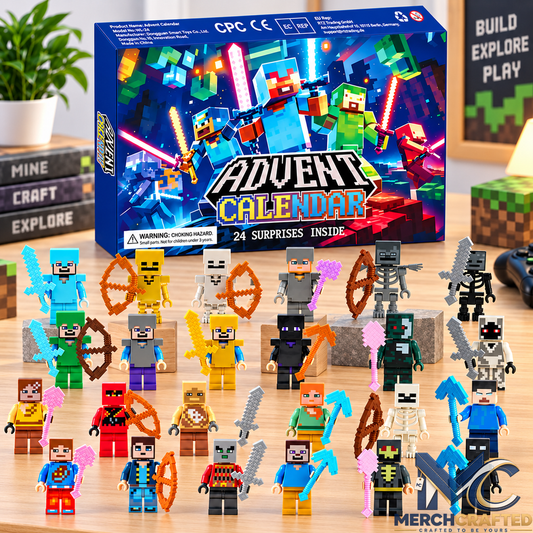 Pixel Building Block Advent Calendar 24 Day Christmas Countdown Toy Figures Gift for Kids - Merch Crafted