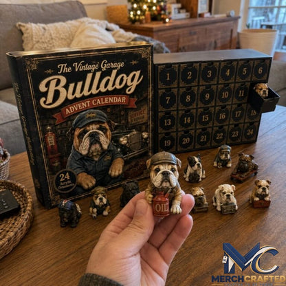 Vintage Garage Bulldog Advent Calendar 2026 - Merch Crafted